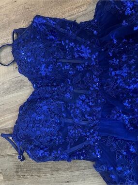Royal Blue Sequin Lace Evening Dress